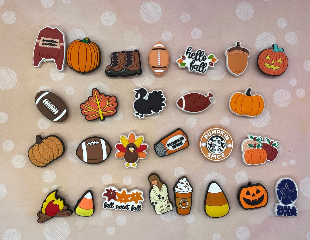 Fall Shoe Charm Pumpkin Spice Croc Charms Leaves Turkey - Etsy | Etsy (US)