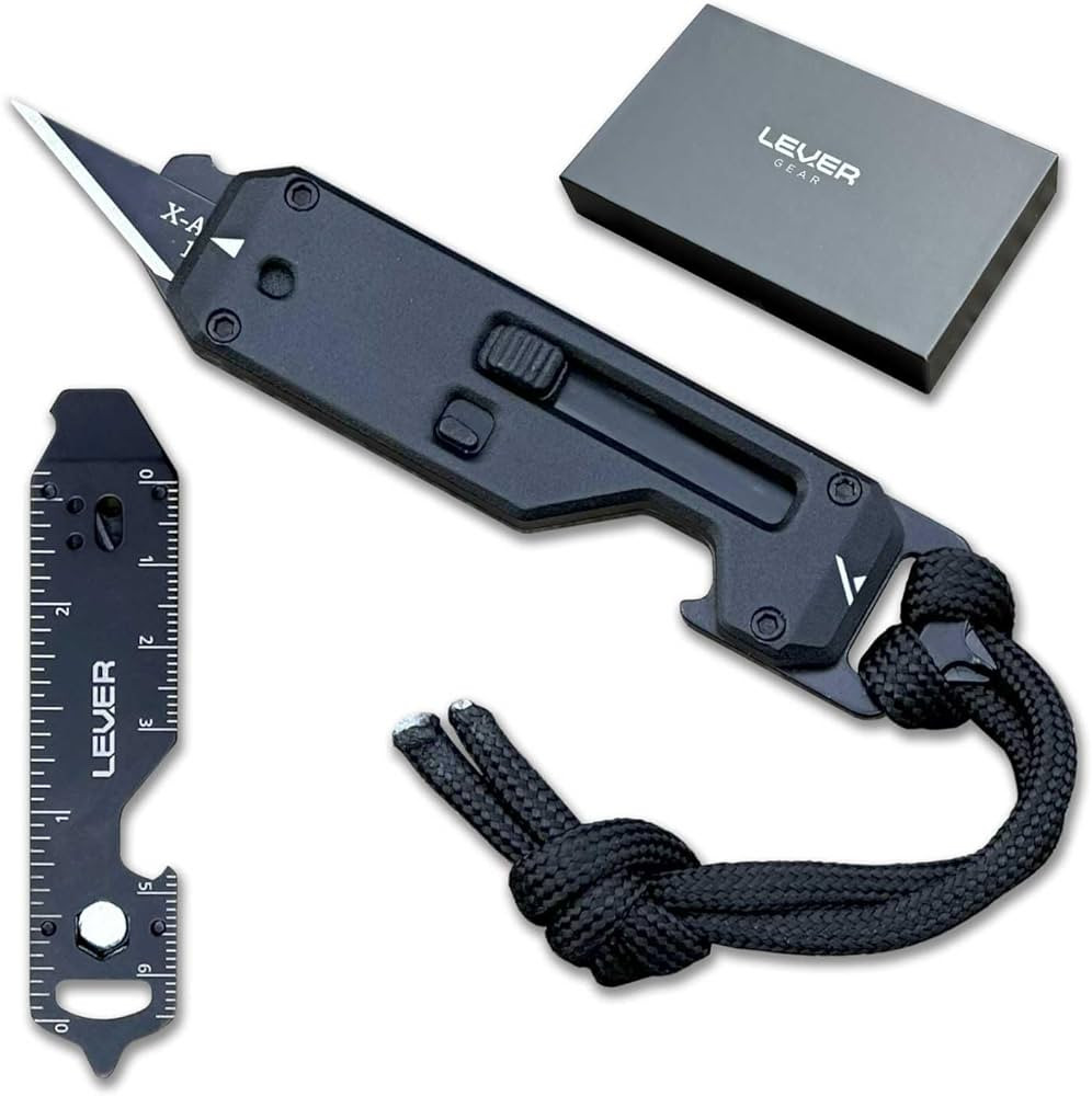 Lever Gear Edge XT - Mini Utility Knife Keychain Multitool w/ 10 Tools - Retractable Razor Blade ... | Amazon (US)