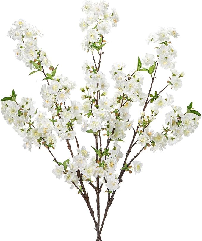 DILATATA 39" Tall Cherry Blossom Branches for Vase Faux Cherry Flowers White Peach Blossom for Fl... | Amazon (US)