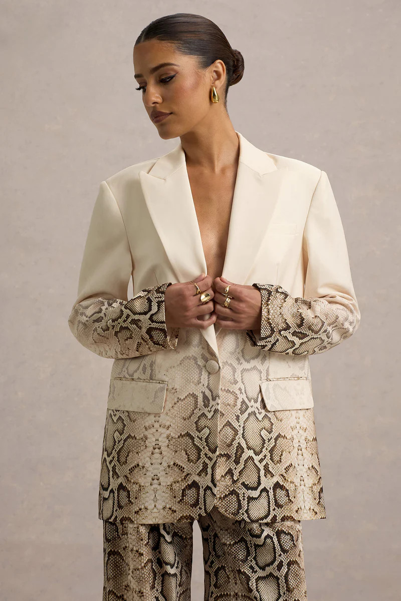 Hurley  Snake Print Ombre Longline Blazer | Club L London