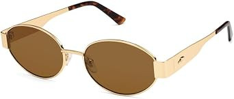 SOJOS Retro Oval Sunglasses for Women Trendy Classic Shades UV400 Protection SJ1217 Gold/Brown | Amazon (US)