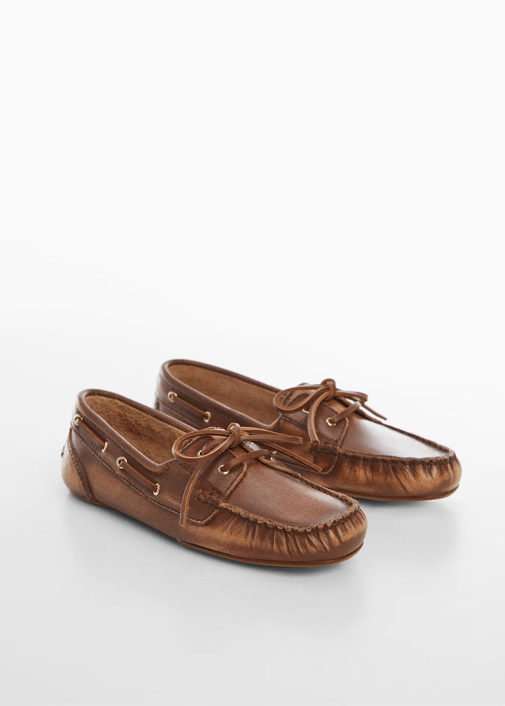 Leather boat shoes -  Women | Mango United Kingdom | MANGO (UK)