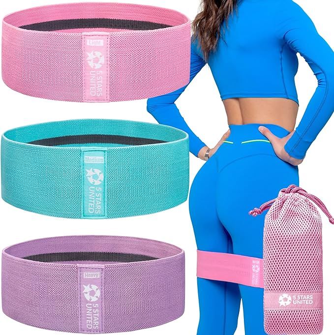 Resistance Bands for Legs & Butt Workout - Premium Fabric Exercise Bands - Booty Bands for Workin... | Amazon (US)