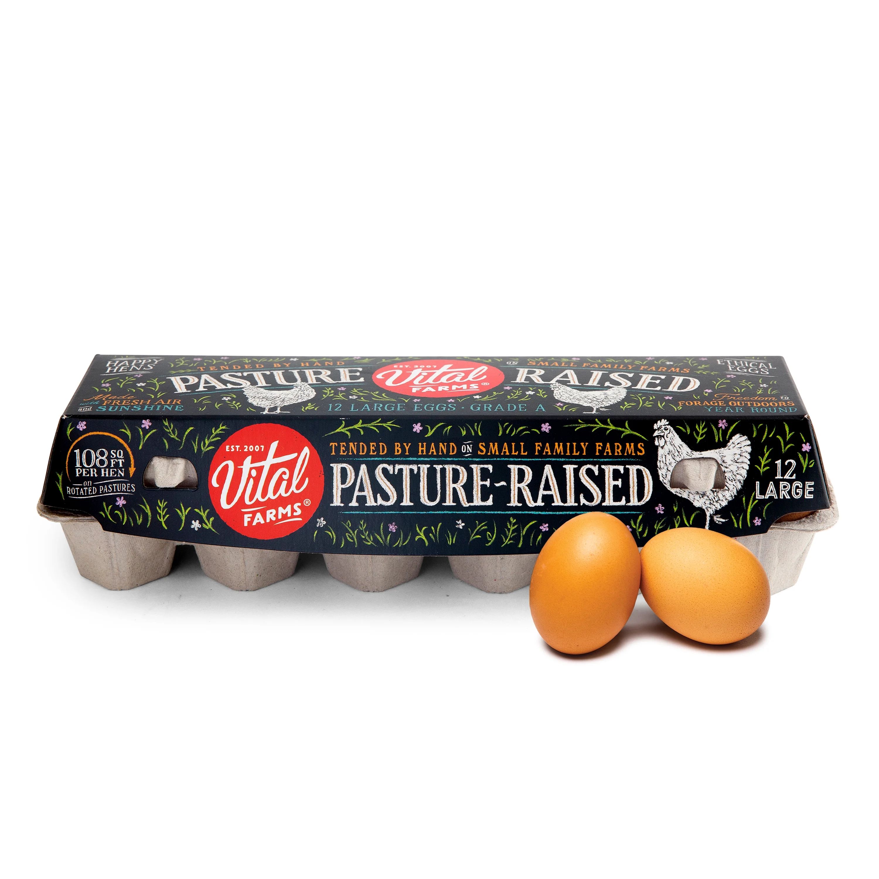 Vital Farms Pasture Raised Grade A Brown Eggs, Large, 12 Ct | Walmart (US)