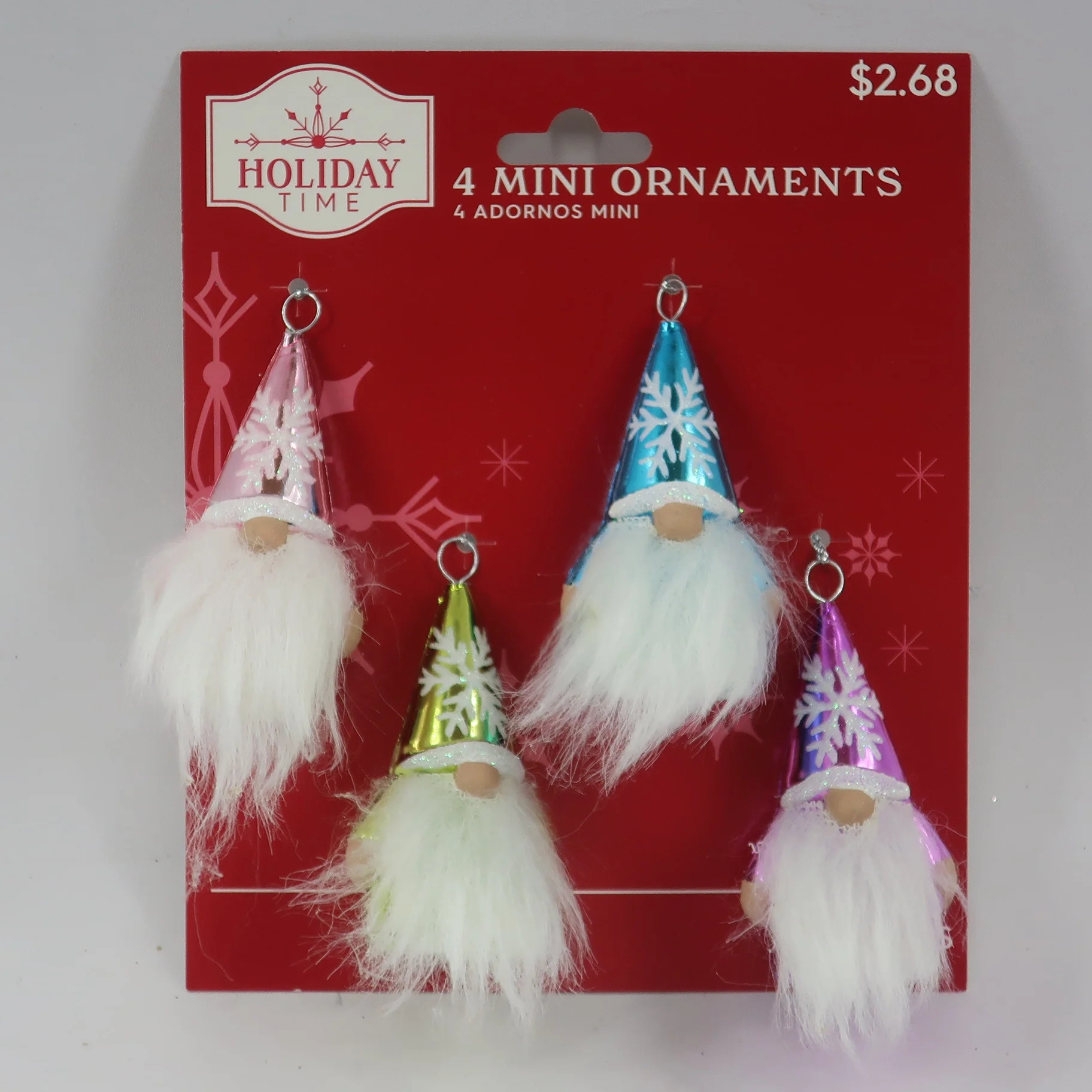 Holiday Time Shiny Gnome Mini Christmas Ornaments, 4 Count - Walmart.com | Walmart (US)