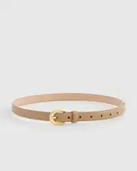 Sofia European Leather Skinny Belt in Mushroom | Quince