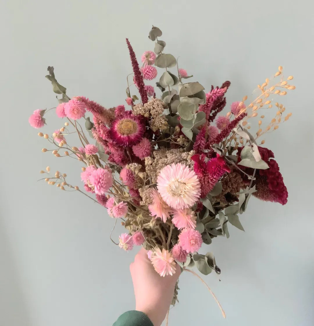 Dried Flower Mixed Bouquet (Pink, Neutral, Bright), All Natural, Farm Grown | Etsy (US)
