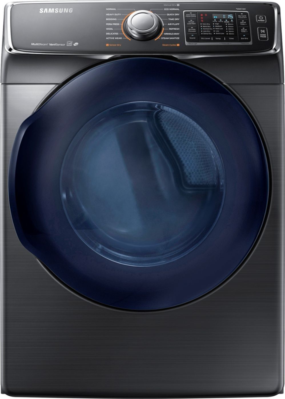 Samsung 7.5 Cu. Ft. Stackable Gas Dryer with Steam and Sensor Dry Fingerprint Resistant Black Sta... | Best Buy U.S.