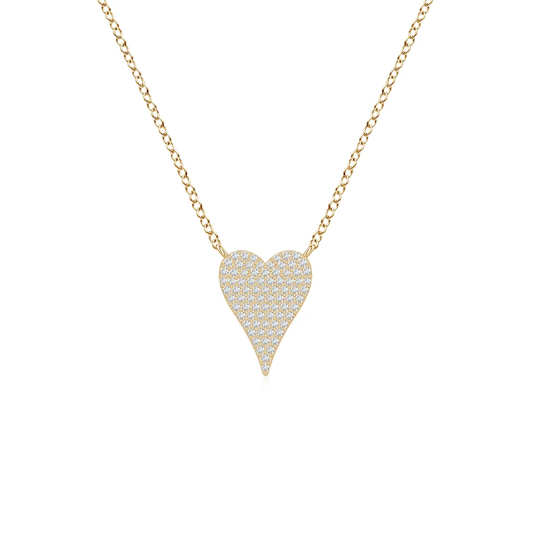 Pavé Lab-Grown Diamond Elongated Heart Pendant | Angara Inc.