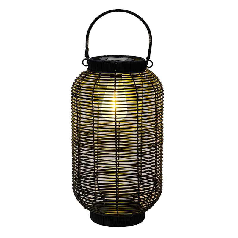 Decorative Outdoor Solar Lantern with Bulb, Black | At Home