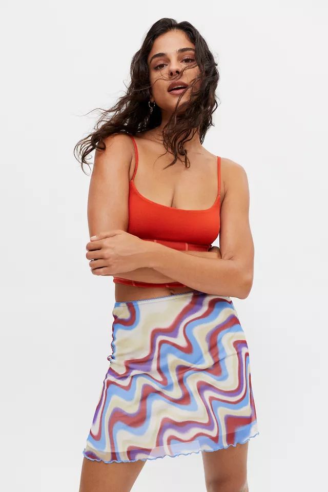 UO Printed Mesh Mini Skirt | Urban Outfitters (US and RoW)