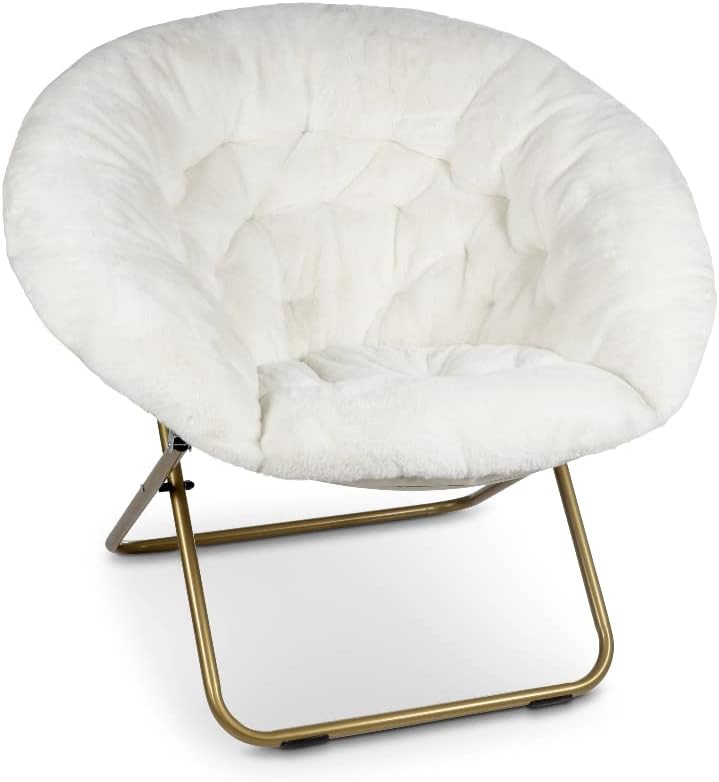 Milliard Saucer Chair For Adults, Teens & Kids, White, Faux Fur XL Circle Chair for Bedroom, Dorm... | Amazon (US)