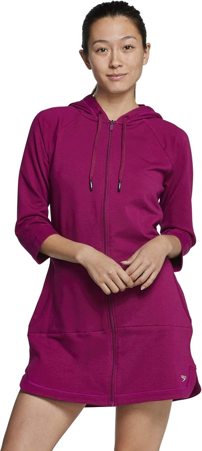 Speedo Women's Hooded Aquatic Fitness Robe and Cover-Up, with Full Front Zip | Amazon (US)