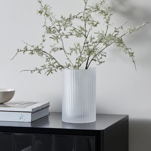 Ridged White Frosted Glass Vase | Dunelm (migrated)