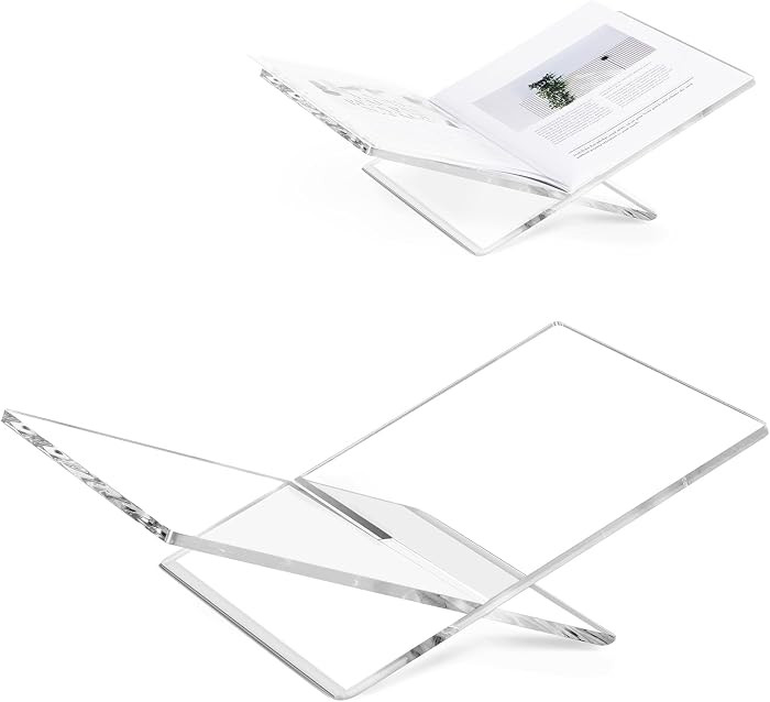 Acrylic Book Stands for Display, 15.8 x 9.5 x 4.3 in Open Bookstand, Coffee Table Book Stand, Dis... | Amazon (US)