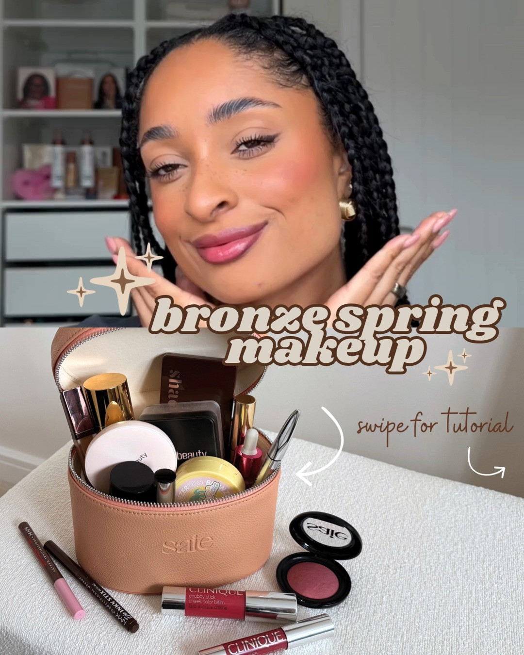 Save for some bronzey spring makeup inspo ✨🌸🌷

@lorealparis brow lamination 
@maybelline grippy primer 
@armanibeauty luminous silk foundation 7.6
@hourglasscosmetics concealer flax & mascara unlocked
@jordanaticiacosmetics bronzing duo 
@cliniqueuk chubby stick & lipstick crayon
@trigwellcosmetics powder puff
@hudabeauty loose powder peach pie
@rarebeauty bronzer warmed up
@saiebeauty blush
@shadesoflondon eyeshadow palette
@nyxcosmetics_uk inky stix eyeliner brown & lip liner 
@thebeautycrop oui Cherie spray 
@benefitcosmeticsuk micro blade brown pen 

 #makeup #makeuptutorial #springmakeup #makeupbag