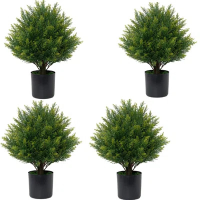 4pcs Artificial Topiary Cedar Ball Tree,20Inch Fake Cedar Potted Plants Artificial Shrubs Bushes Ball Tree for Indoor Outdoor Home Garden Decor | Wayfair North America
