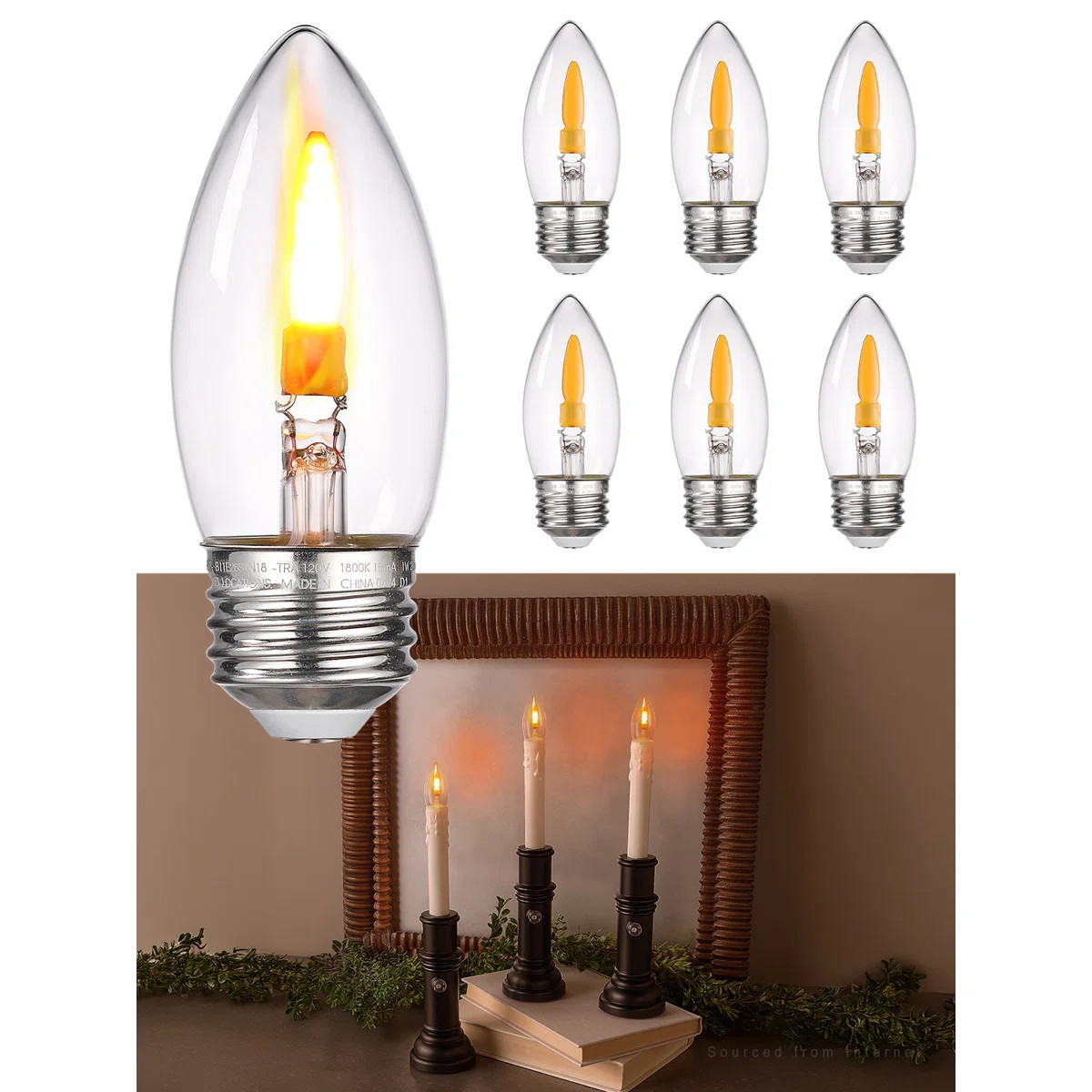 1W B11 LED Flame Light Bulbs, LED Candelabra Flickering Bulbs, 2 Modes, Candle Decorative Bulbs f... | Wayfair North America