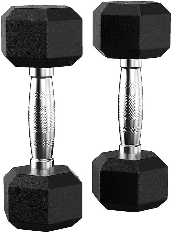 CreazyBee Barbell Set of 2 Hex Rubber Dumbbell with Metal Handles Pair of 2 Heavy Dumbbells, Heav... | Amazon (US)