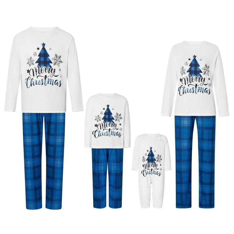 Qiylii Family Matching Christmas Pajamas Set, Parent-Child Christmas TreeLetter Print Long-Sleeve... | Walmart (US)