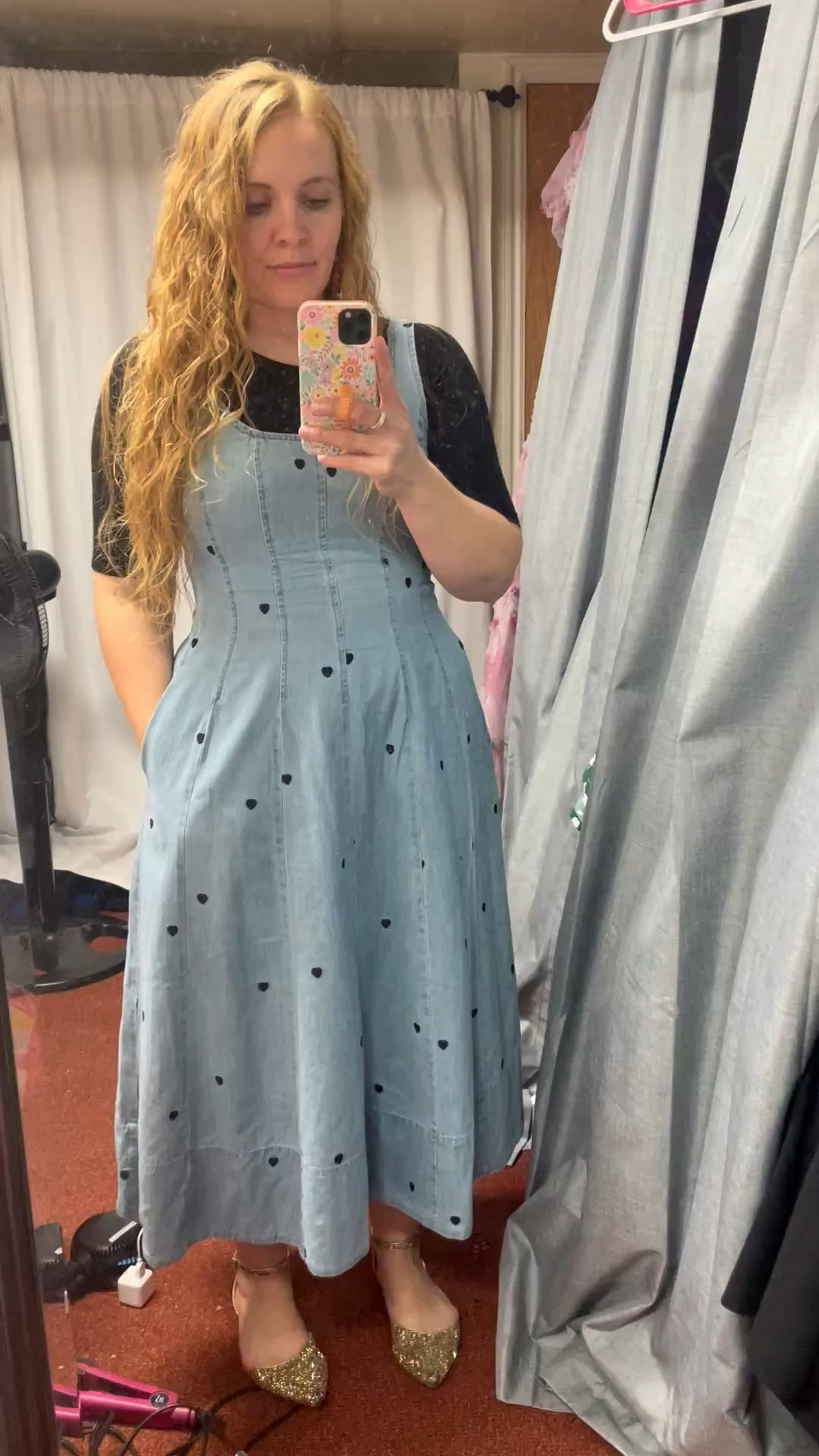 A simple, easy, casual, spring outfit! I love a cute denim dress, paired with Halftee and a statement earring!!

#LTKSeasonal #LTKootd #LTKSaleAlert