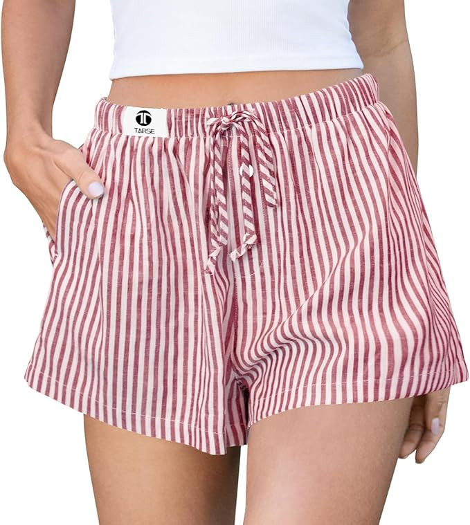 TARSE Striped Shorts for Women Pajama Sleep Boxer Shorts 2026 Summer Casual Summer Home Wear Y2K ... | Amazon (US)