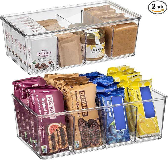 ClearSpace Pantry Organization and Storage Bins with Removable Dividers & Lids – Perfect Pantry... | Amazon (US)