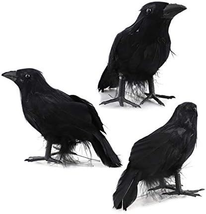 AOJIE Black Crows Halloween,Halloween Realistic Handmade Crows 3Pcs Birds Black Feathered Crows H... | Amazon (US)