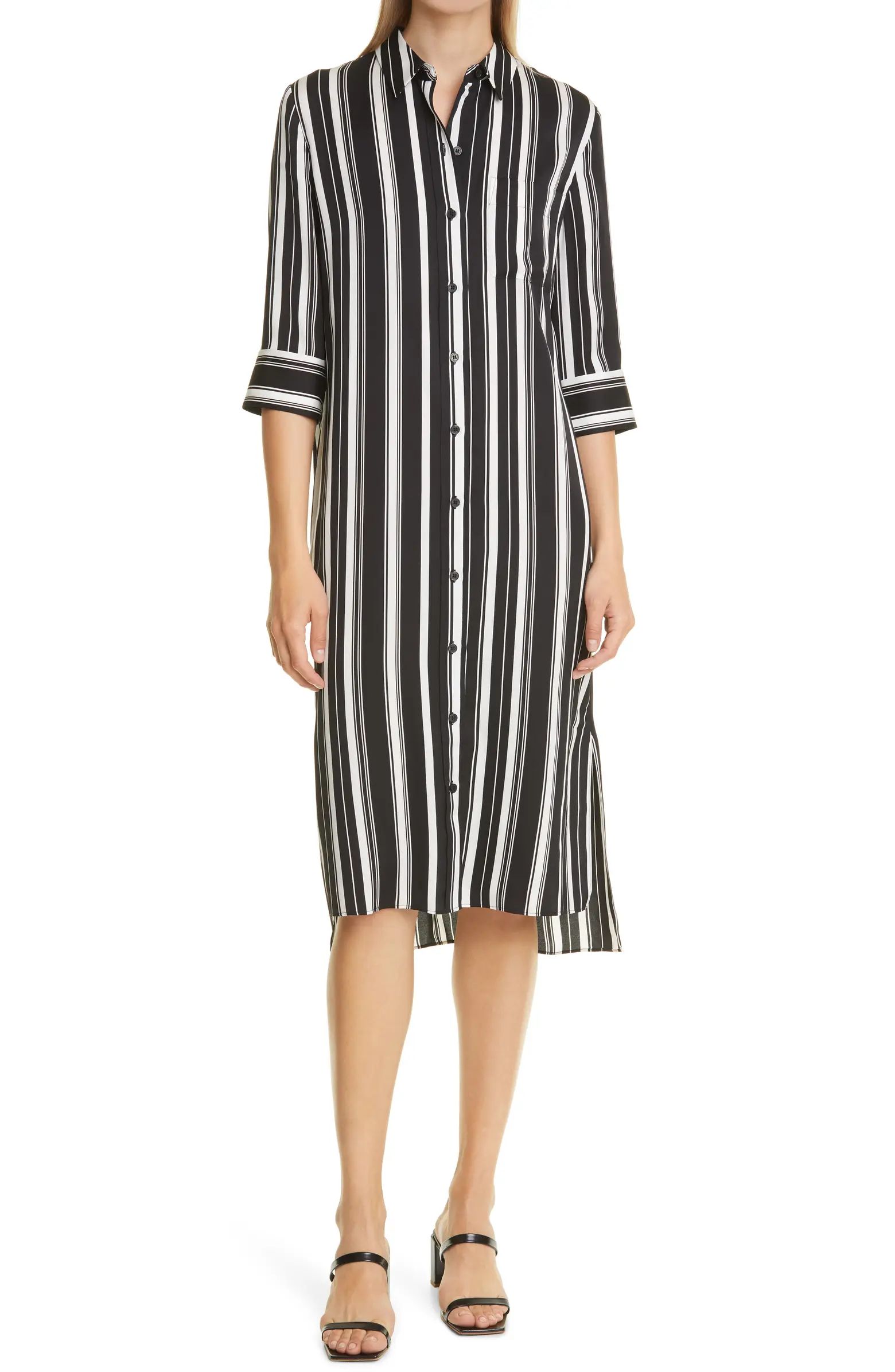 Utility Stretch Silk Shirtdress | Nordstrom