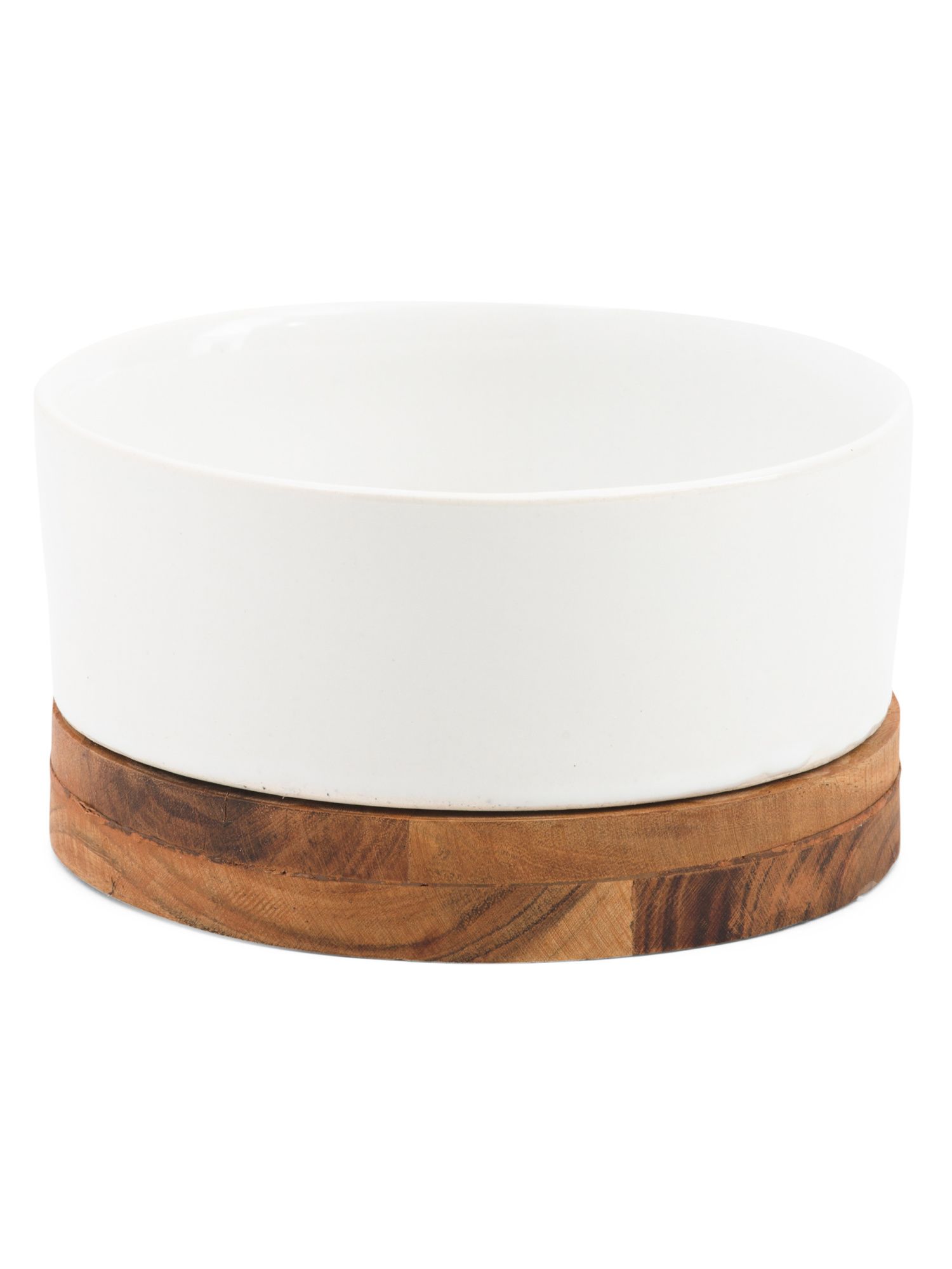 Ceramic Bowl With Wooden Base | TJ Maxx
