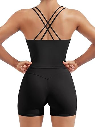 SUUKSESS Women 2 Piece Workout Sets Padded Low Impact Yoga Tops High Waisted Biker Shorts with Po... | Amazon (US)
