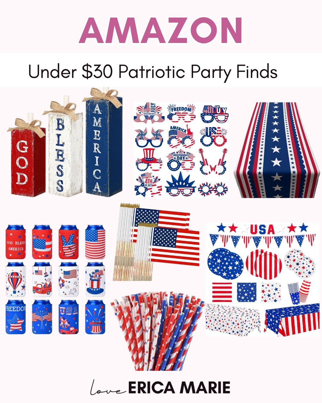 Getting ready for Memorial Day weekend or planning ahead for the 4th of July? Grab these fun patriotic party finds all under $30! It's so cute, festive, and budget-friendly. Perfect for adding some red, white, and blue to your summer celebrations! patriotic decor, memorial day, party finds, holiday decor 

 #LTKSeasonal #LTKSaleAlert