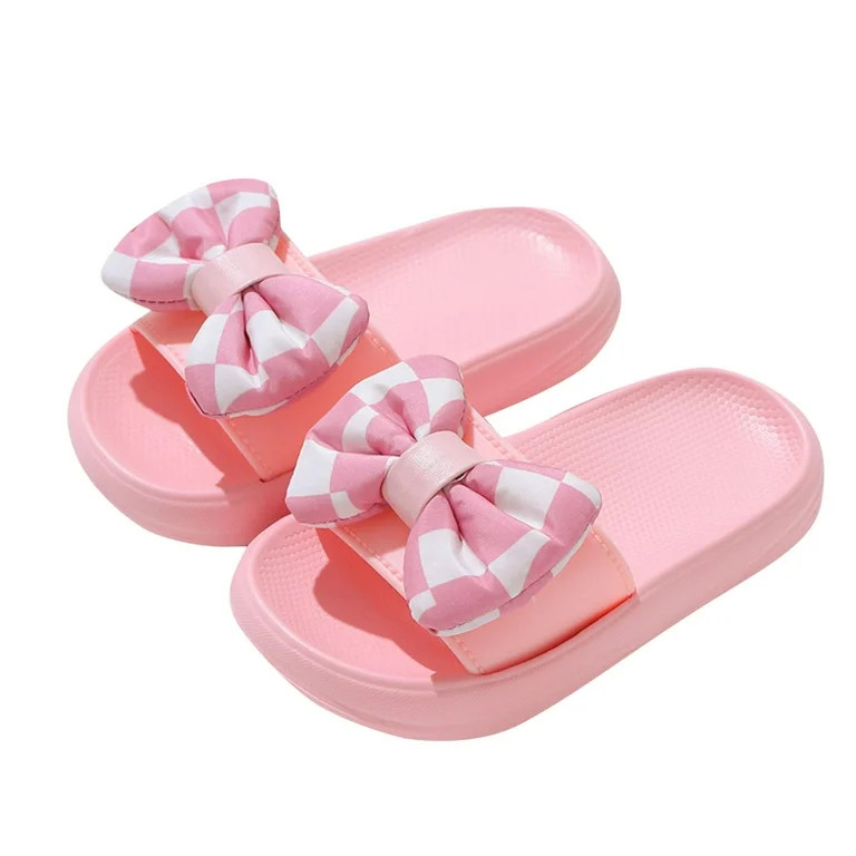 QNANSPI Kids' House Slippers, Boys and Girls Indoor Slippers, Girls Princess Bow Plaid Print Brea... | Walmart (US)
