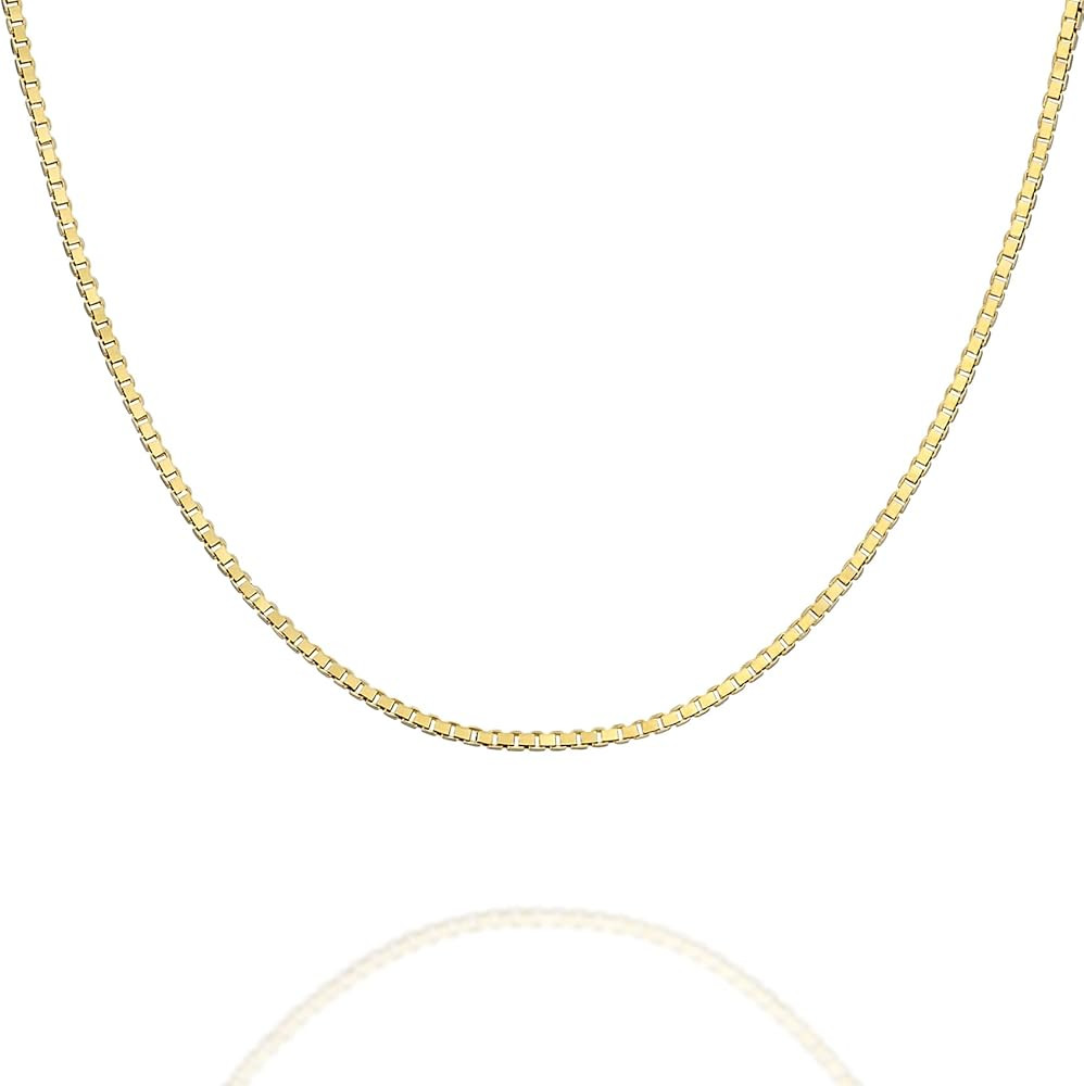 PAVOI Italian Solid 925 Sterling Silver, 22K Gold Plated Chain Necklaces | Snake, Square Box, Cab... | Amazon (US)