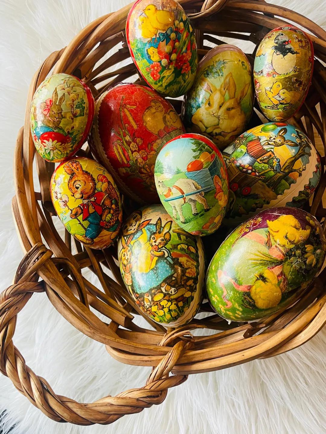 Choice of German Paper Mache Easter Eggs Chicks Bunnies Spring Floral Rabbits Candy Gift Containe... | Etsy (US)