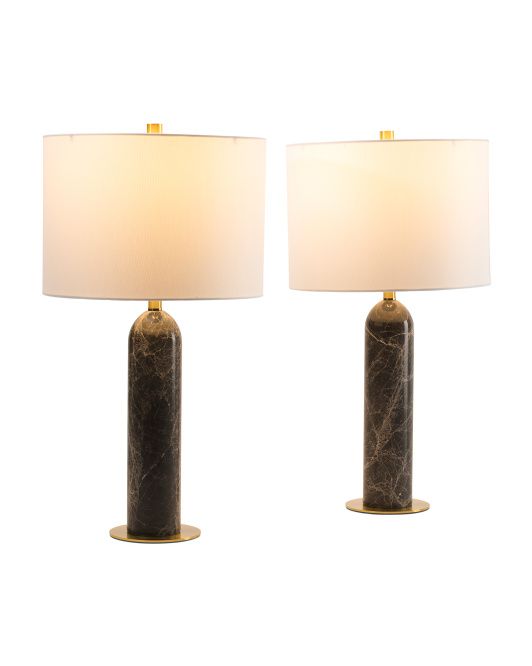 Set Of 2 23in Marble Metal Base Table Lamps | TJ Maxx