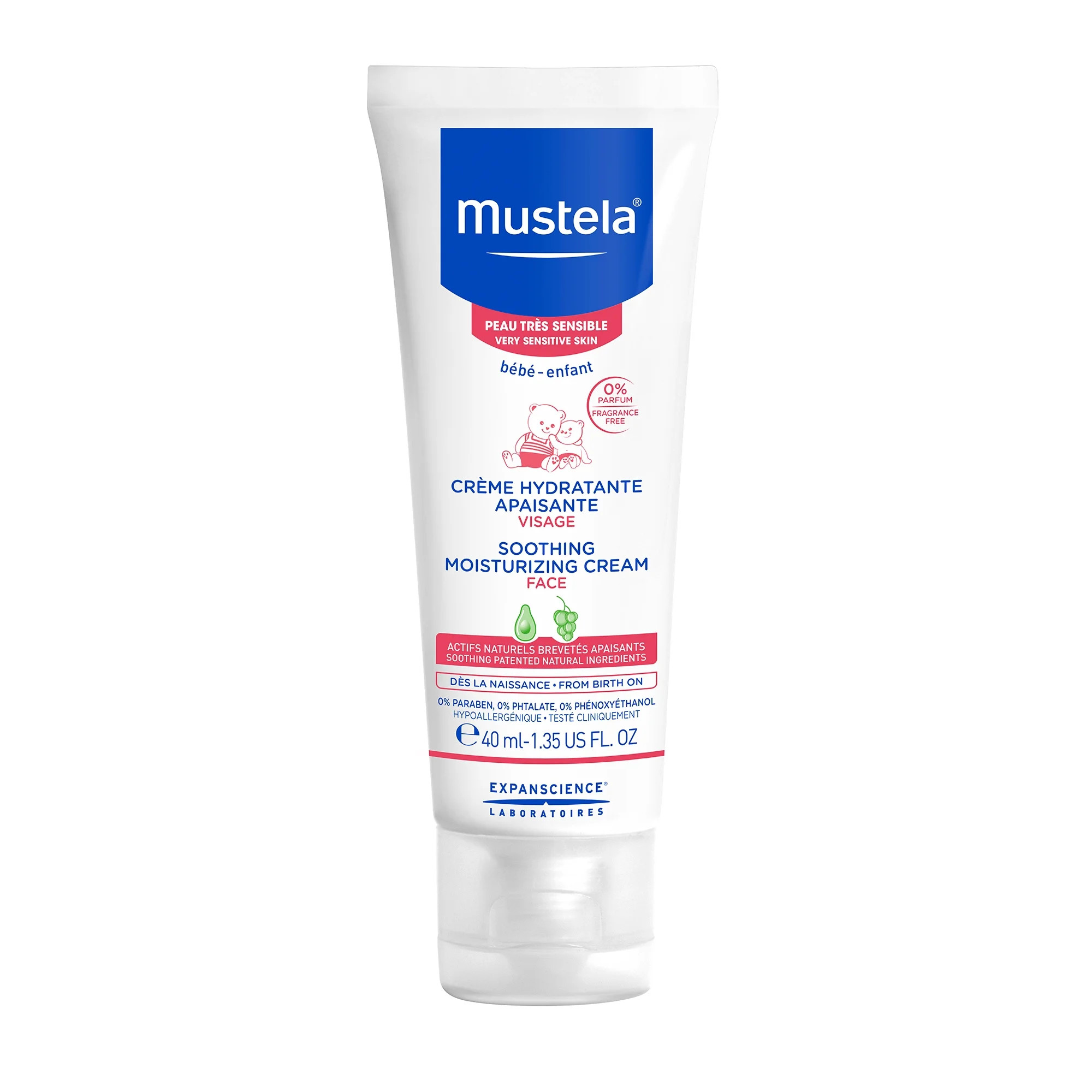 Mustela Baby Soothing Moisturizing Face Cream for Very Sensitive Skin, Fragrance-Free, 1.35 fl oz | Walmart (US)