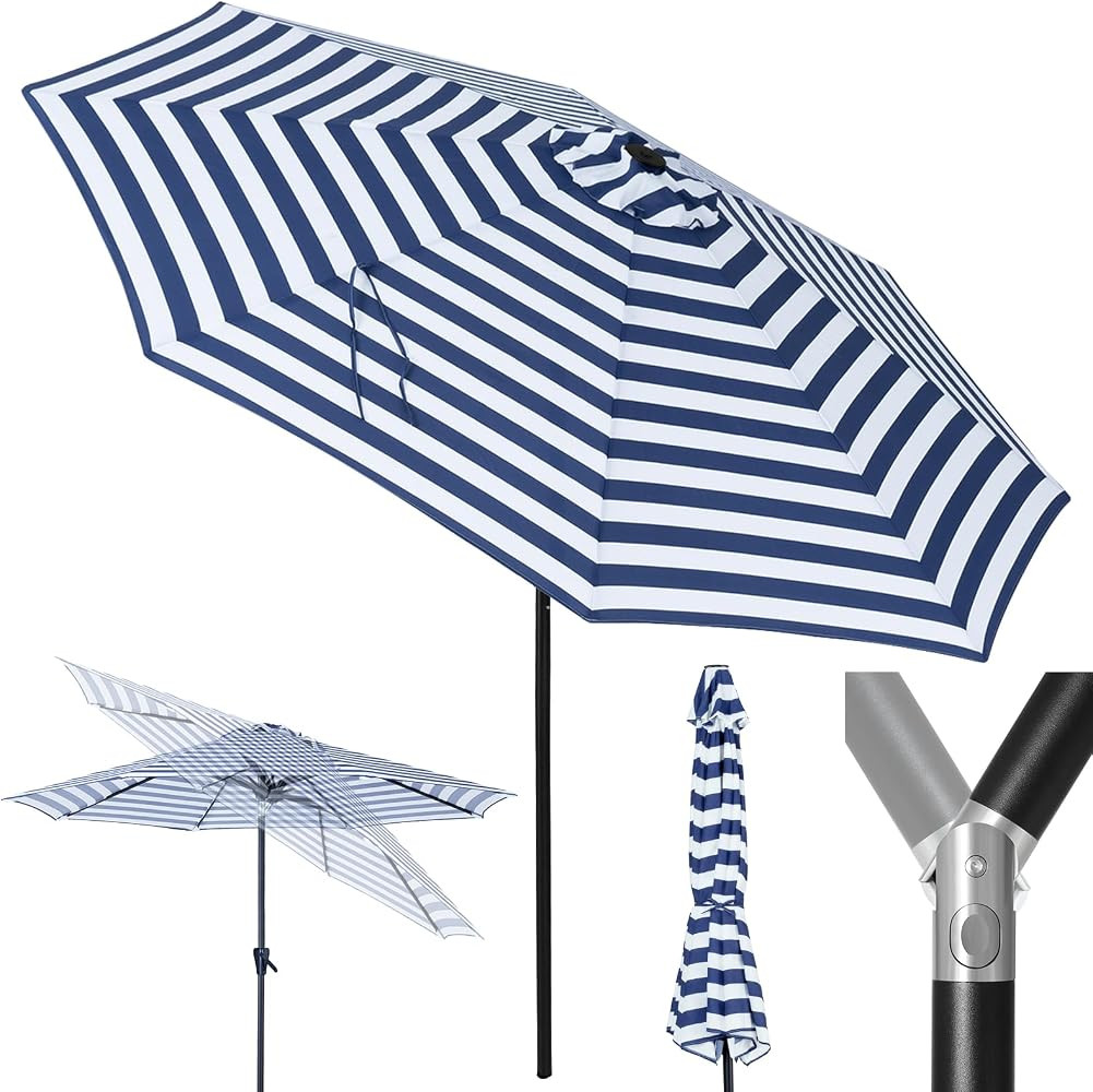 Tempera Patio Market Outdoor Table Umbrella with Push Button Tilt and Crank, Large Sun Umbrella w... | Amazon (US)