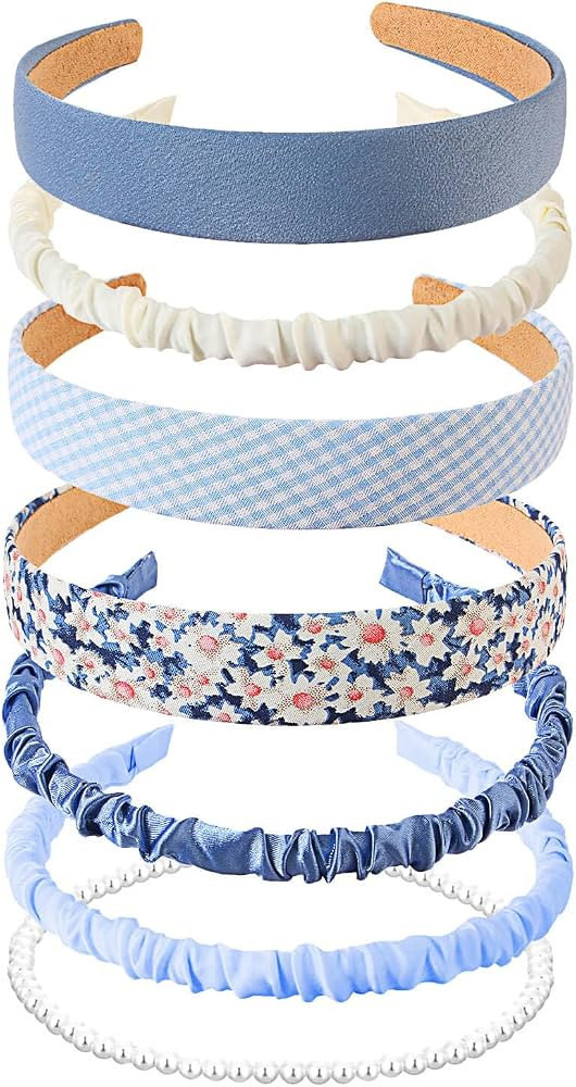 JELIEE 7 Pack Different Designs Non-Slip Headbands for Women - Fashion, Flower, Cute Pearl, Twist... | Amazon (US)