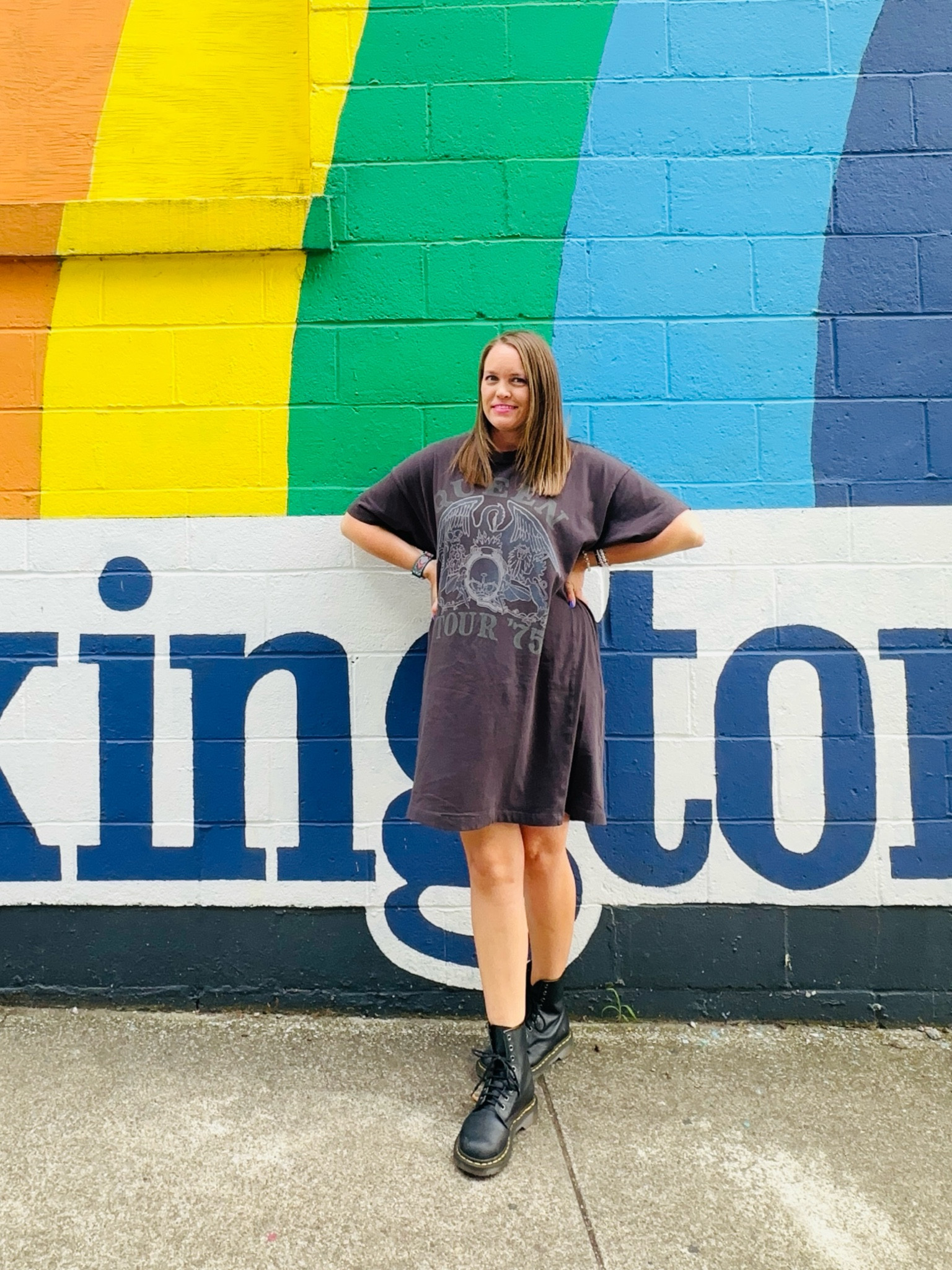 Concert fit! This oversized t-shirt dress was super comfortable to wear to a concert and will also look cute in the fall with leggings  