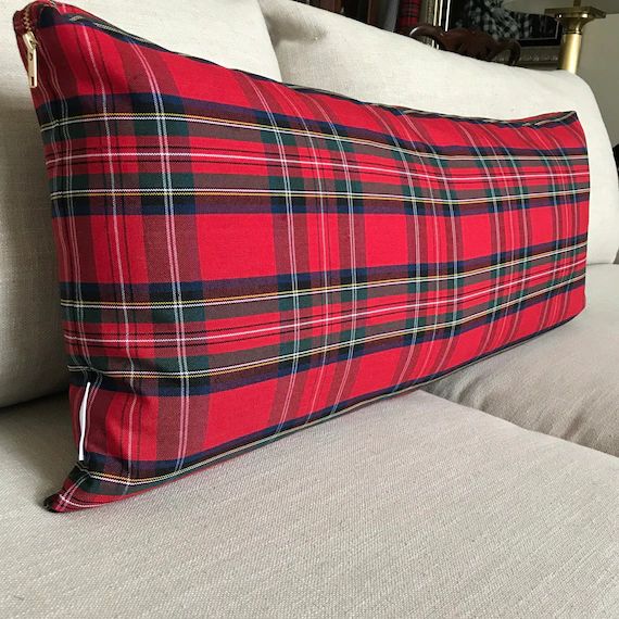 Oversized Red Plaid Lumbar Pillow Cover  Christmas Lumbar | Etsy | Etsy (US)