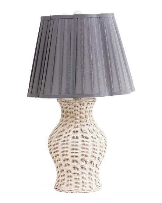 16x24.5 Rattan Table Lamp With Pleated Shade | TJ Maxx