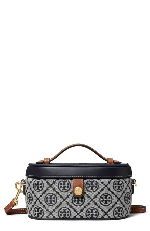 Tory Burch T Monogram Jacquard & Leather Vanity Train Case in Tory Navy at Nordstrom | Nordstrom
