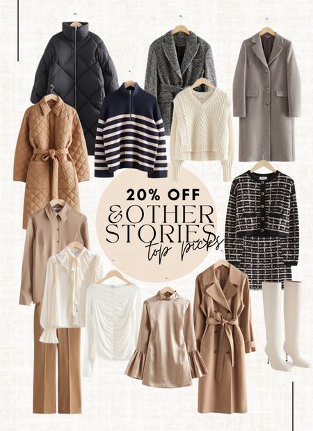 Today only 20 % off your entire purchase at & Other Stories. Not so much compared to last year (I believe it was 40 % then?) but a lot of styles are selling out quickly. Perhaps your favorite coat is amongst this selection! Read the size guide/size reviews to pick the right size.

Leave a 🖤 to favorite this post and come back later to shop

#coats #jackets #camel coat #trench coat #wool coat #satin dress #tweed skirt #tweed jacket #satin blouse #blouse #shirt #beige #tan #cream #puffer coat 

#LTKstyletip #LTKsalealert #LTKCyberweek