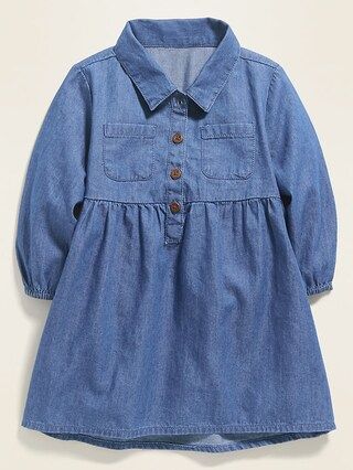 Long-Sleeve Chambray Utility Shirt Dress for Baby | Old Navy (US)