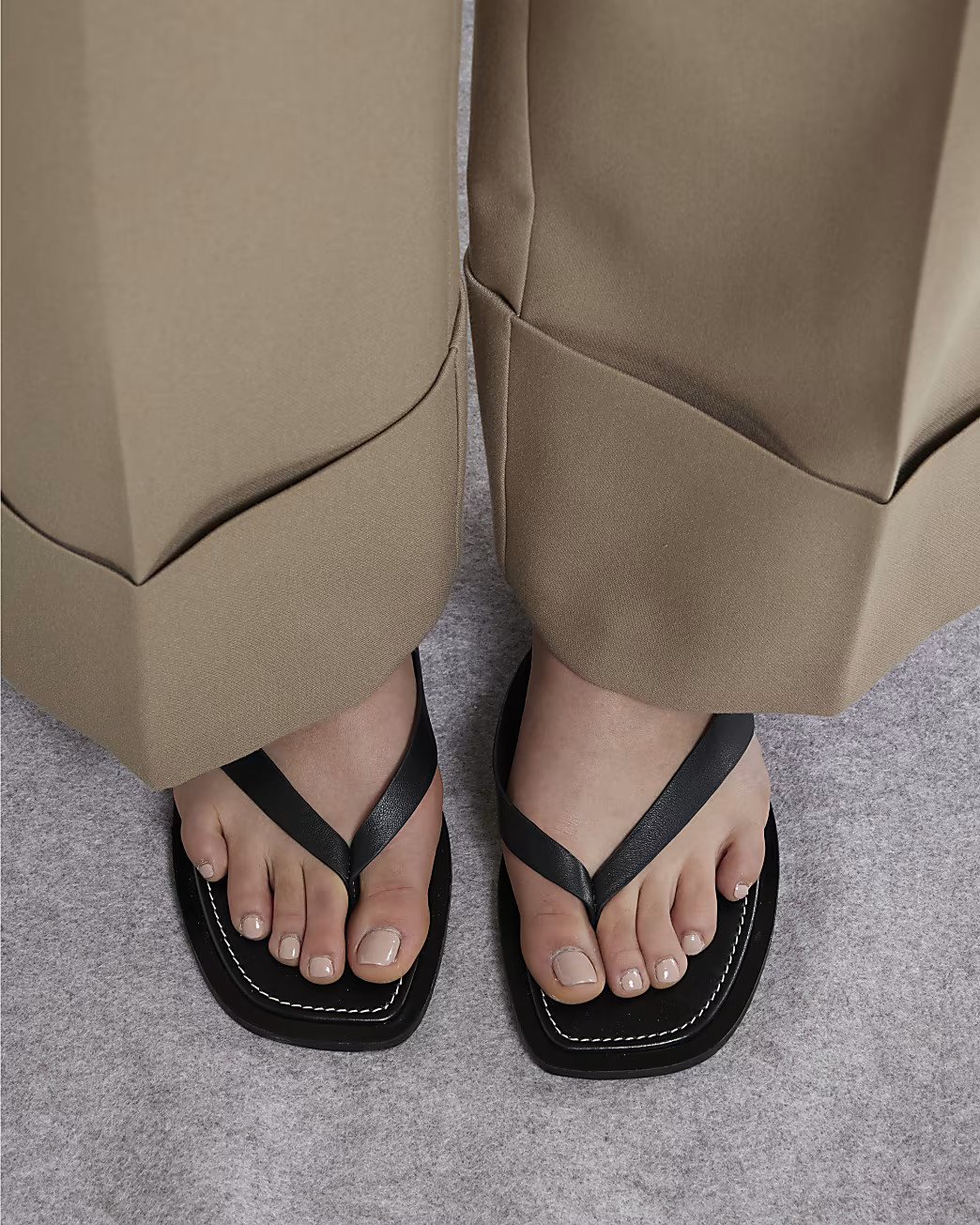 Black Leather Flat Sandals | River Island UK & IE