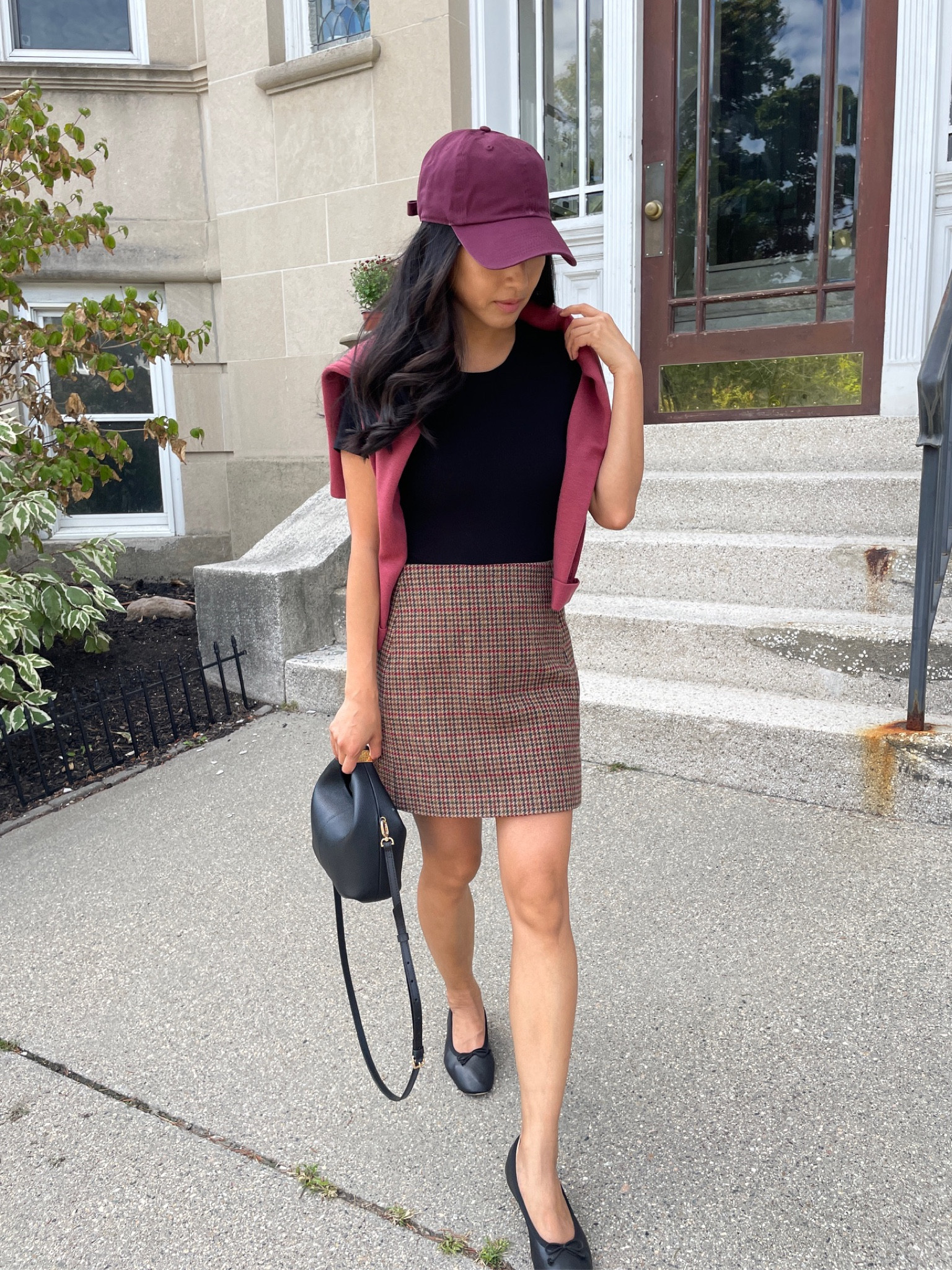 Elevated casual fall outfits, comfy mom on the go looks

• Amazon bodysuit tee Xs- one of my staples 

• Sezane skirt 2 - I’ve tried several similar wool skirts on the market and feel this is well priced for the quality, especially compared to Theory! The downside is sizing only stars in 2, and it fits looser on me than expected. Size 2 measures 13.5” across the waist. 

• Over the shoulders: Sezane Betty cardigan xxs, fairly petite friendly . You can see this on me on the blog 

• J. Crew black ballet flats 5.5

• 47 brand baseball cap . The color is a slightly faded burgundy  

• polene black bag not linkable 

#LTKShoeCrush #LTKStyleTip #LTKSeasonal