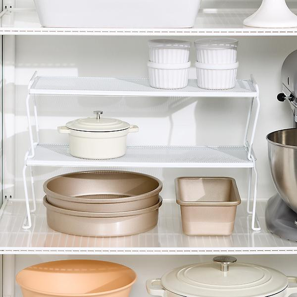 Medium White Mesh Stackable Shelves | The Container Store