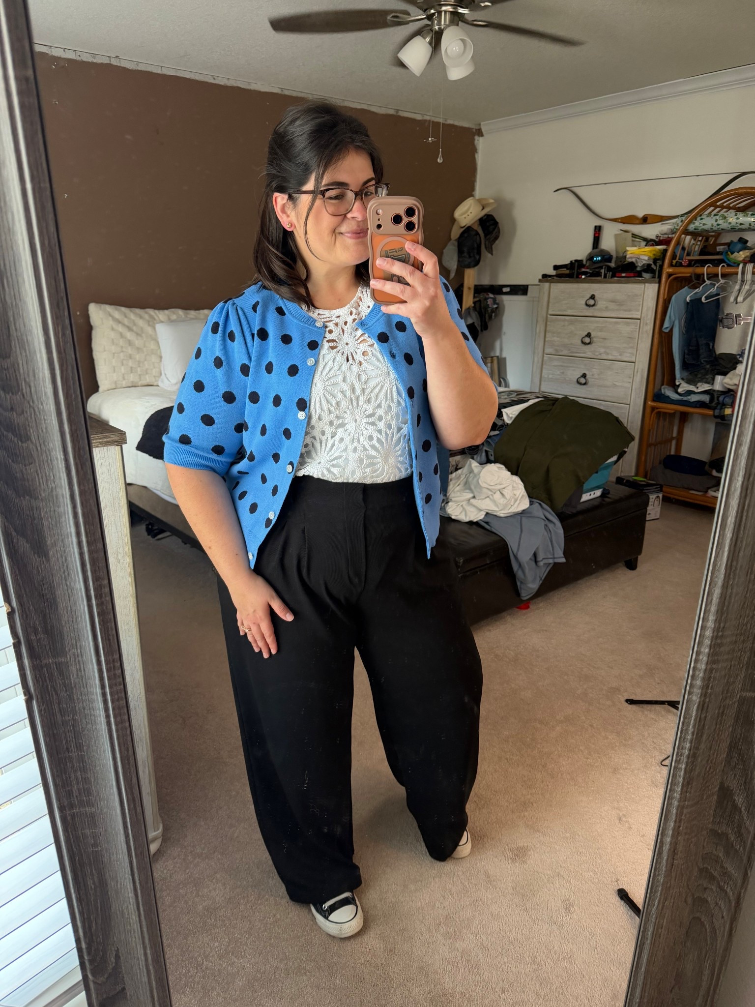 Serving looks with a side of body positivity 💅🏻 Trousers-Halara I’m in a large. Cardigan-Walmart, size large. Shirt is old from express and the shoes are converse, of course 

#LTKgrwm #LTKootd #LTKMidsize