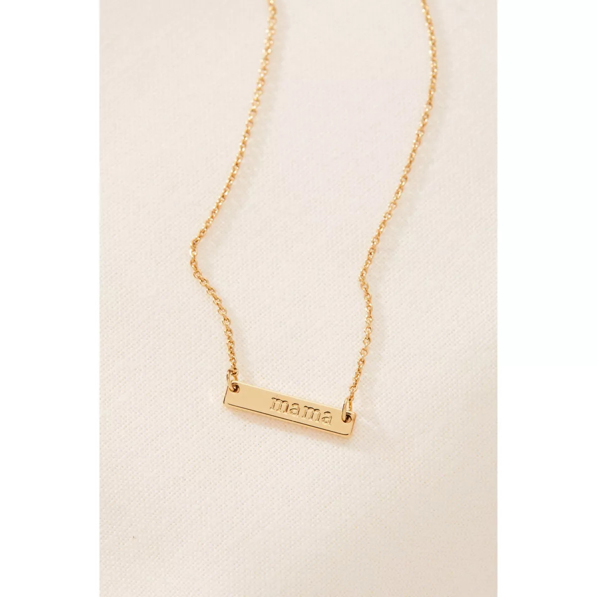 Tiny Tags 14K Gold Ion Plated Mama Bar Chain Necklace - Gold | Target